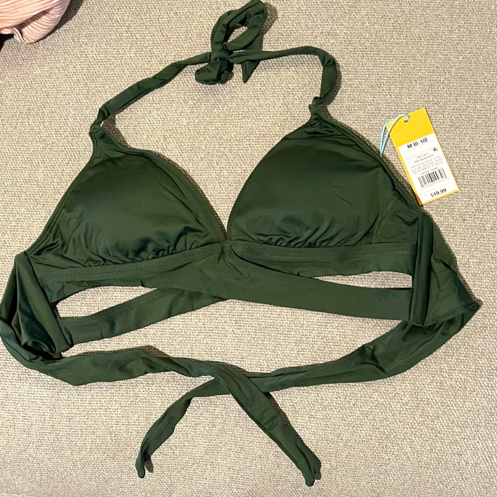 Kona Sol Green Cutout Bikini Top